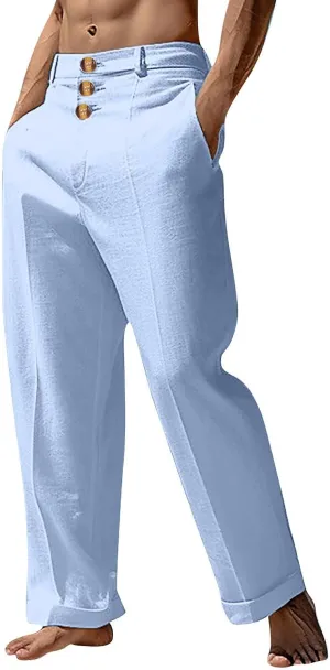 Mens Casual Pants Summer Trendy Relaxed Fit Lightweight Comfy Beach Pant Lounge Vacation Travel Leisure Trousers 2025