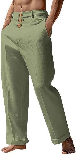 Mens Casual Pants Summer Trendy Relaxed Fit Lightweight Comfy Beach Pant Lounge Vacation Travel Leisure Trousers 2025