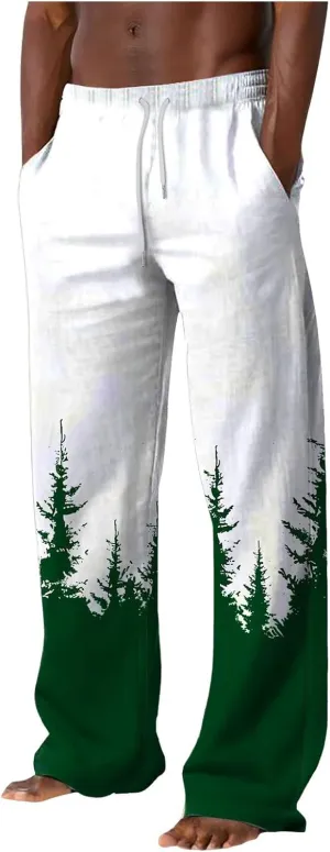 Men's Fashion Stretch Dress Pants Loose Fit Ugly Christmas Pants Comfortable Workout Sports Pants Casual Golf Pants