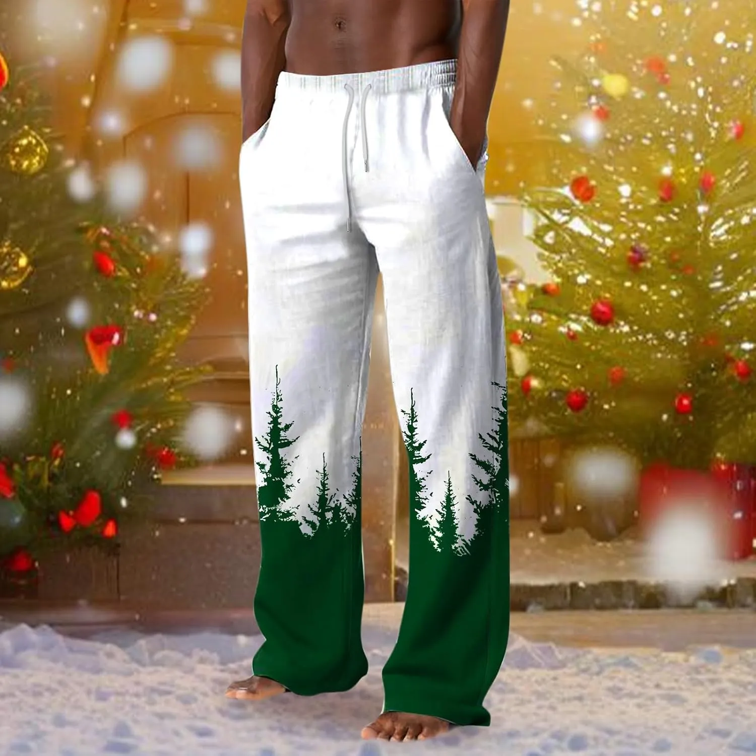 Men's Fashion Stretch Dress Pants Loose Fit Ugly Christmas Pants Comfortable Workout Sports Pants Casual Golf Pants