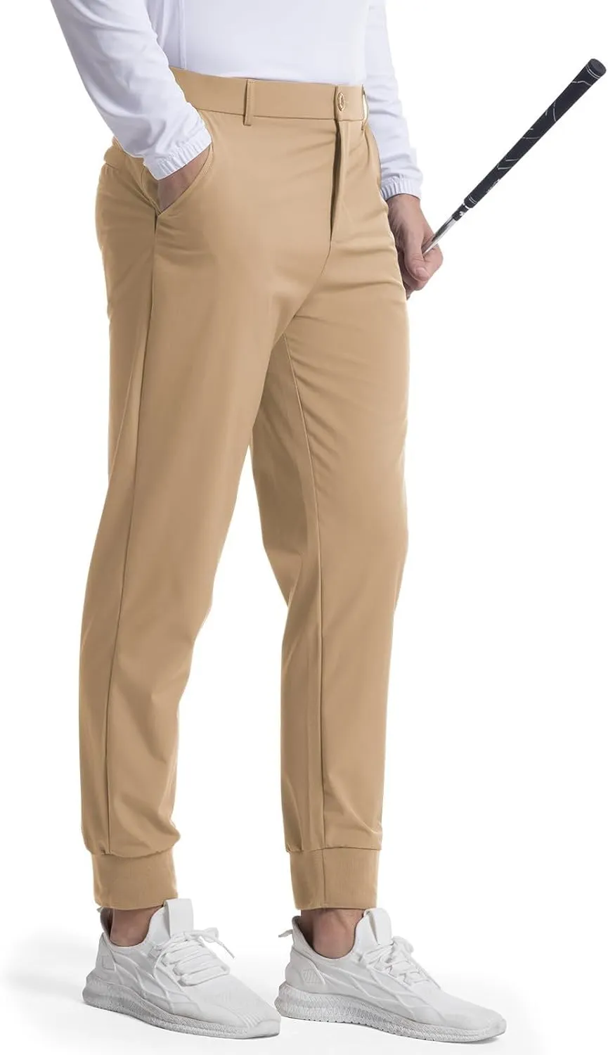 Mens Golf Pants Jogging Pants with Pockets Stretch Waist Slim Fit Tapered Classic Fit Golf Pants