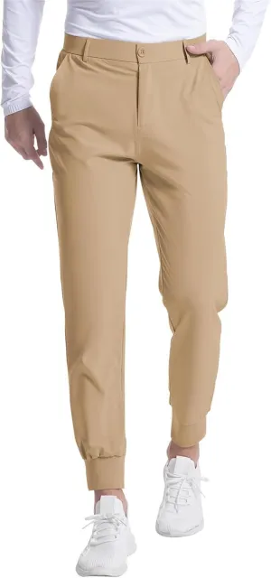 Mens Golf Pants Jogging Pants with Pockets Stretch Waist Slim Fit Tapered Classic Fit Golf Pants