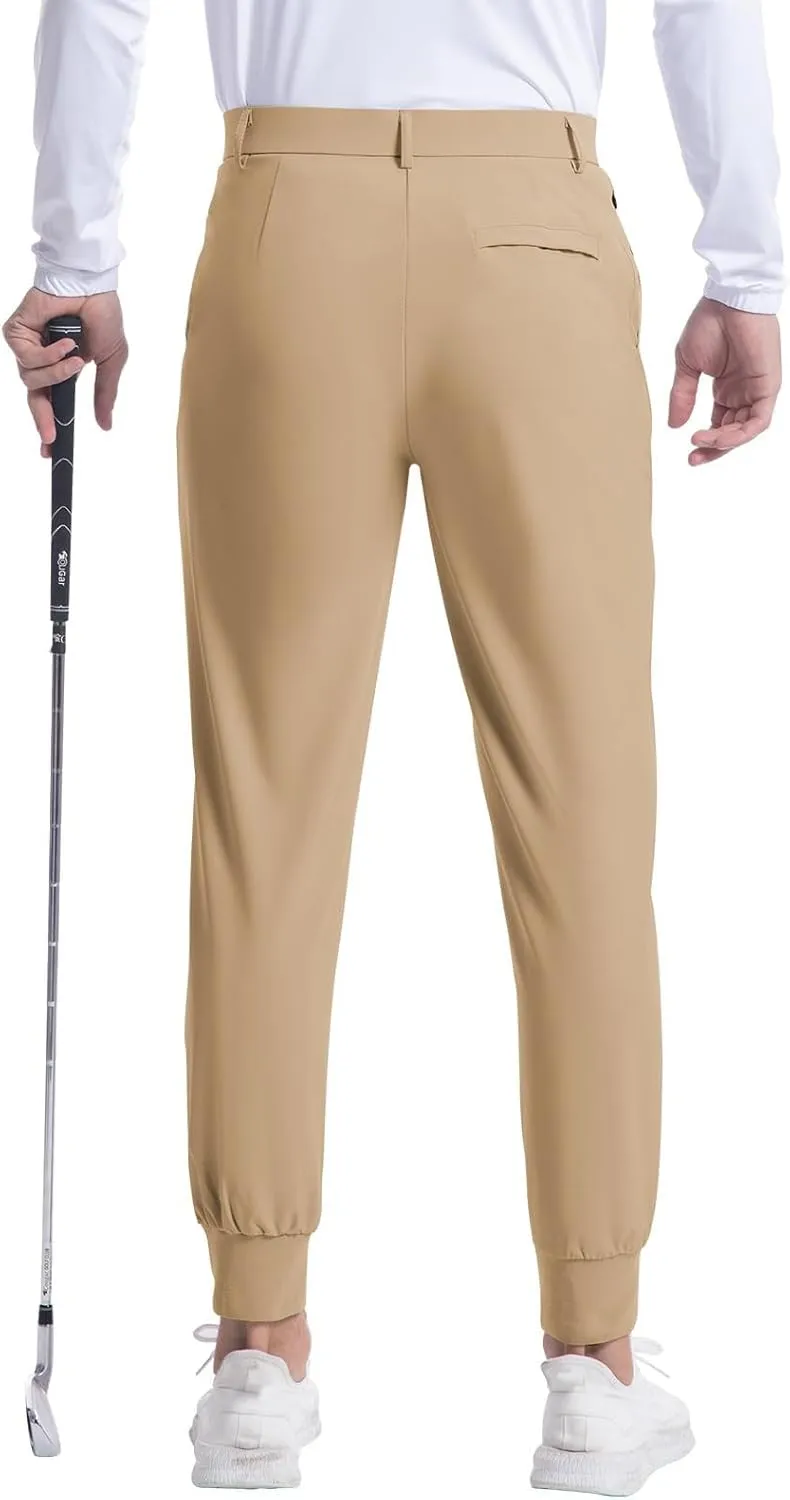 Mens Golf Pants Jogging Pants with Pockets Stretch Waist Slim Fit Tapered Classic Fit Golf Pants