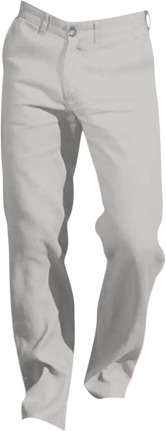 Mens Linen Pants Casual Classic Flat Front Chino Pants Casual Lightweight Straight Leg Summer Beach Trousers