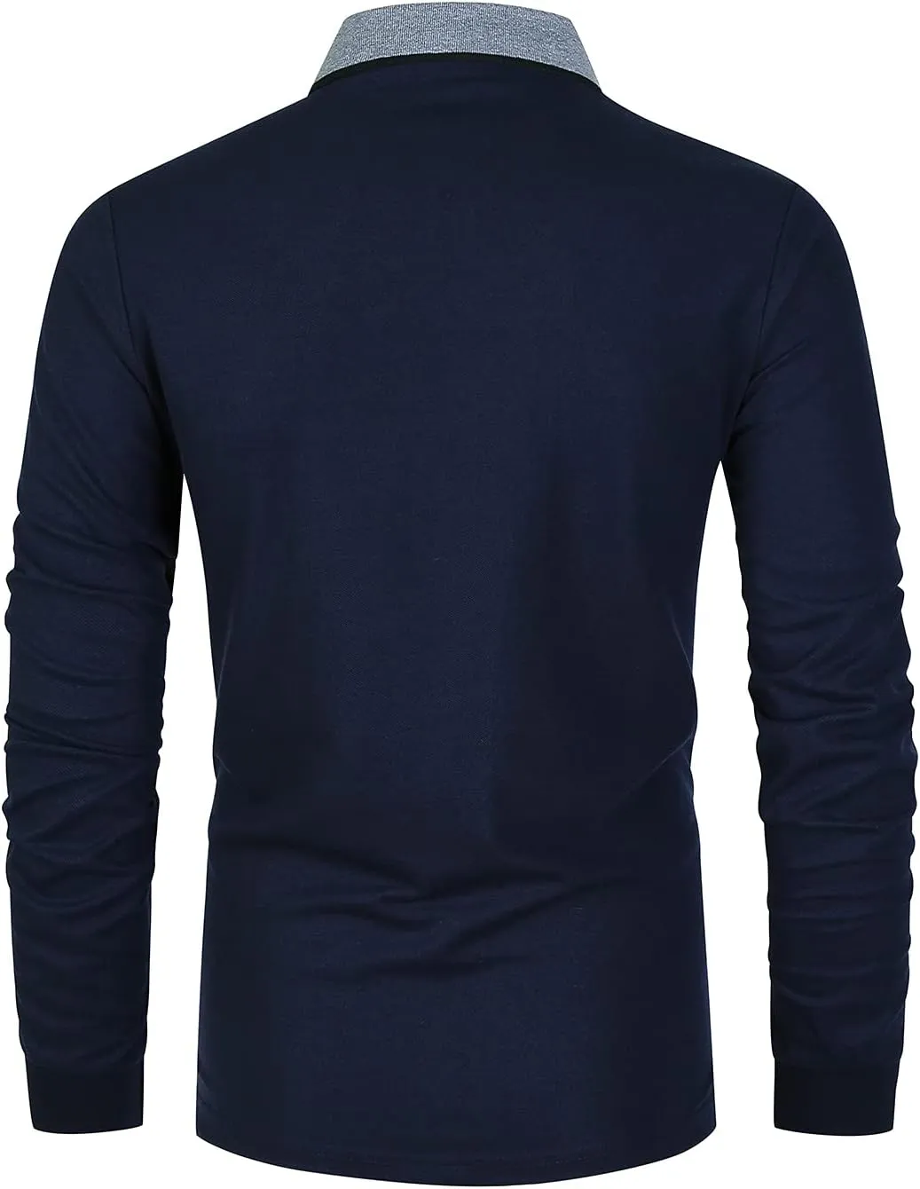 Mens Long Sleeve Polo Shirt Basic Slim Fit Long Sleeve Polo Men's Cotton Polo Shirts with Pocket Golf Shirts Men