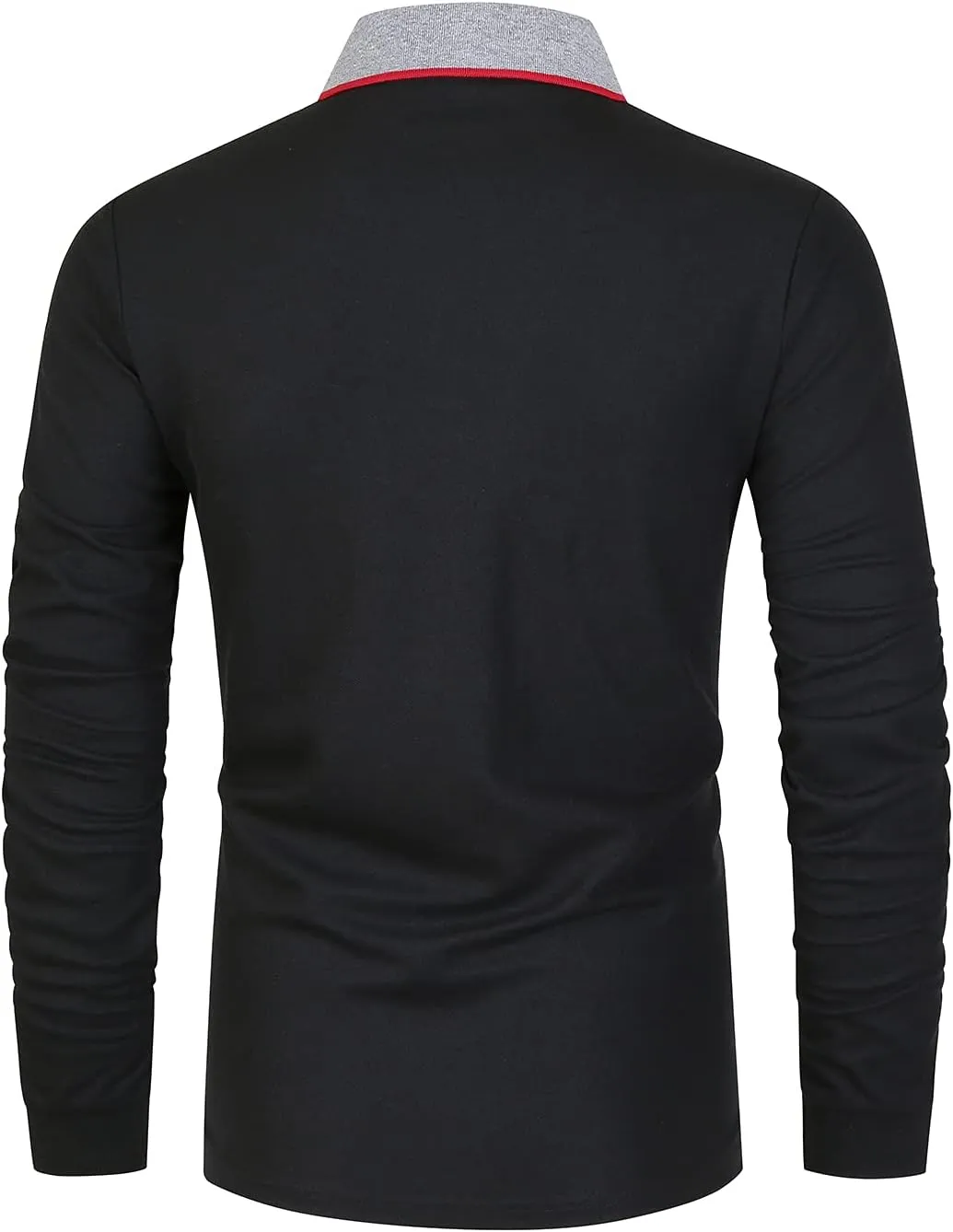 Mens Long Sleeve Polo Shirt Basic Slim Fit Long Sleeve Polo Men's Cotton Polo Shirts with Pocket Golf Shirts Men