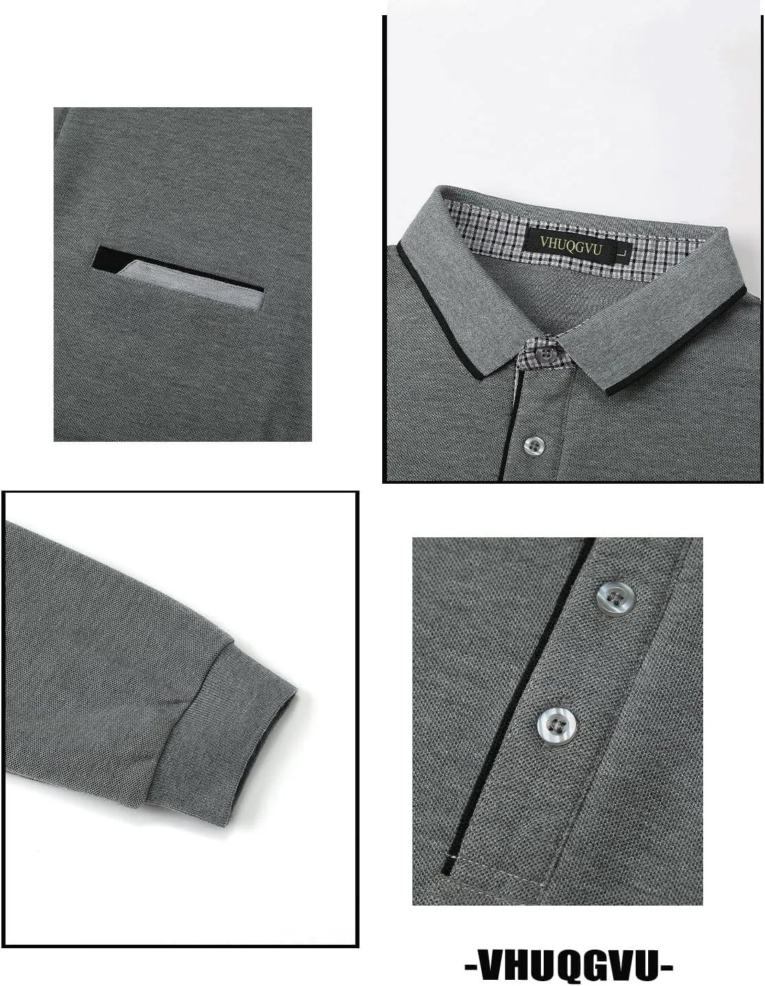 Mens Long Sleeve Polo Shirt Basic Slim Fit Long Sleeve Polo Men's Cotton Polo Shirts with Pocket Golf Shirts Men