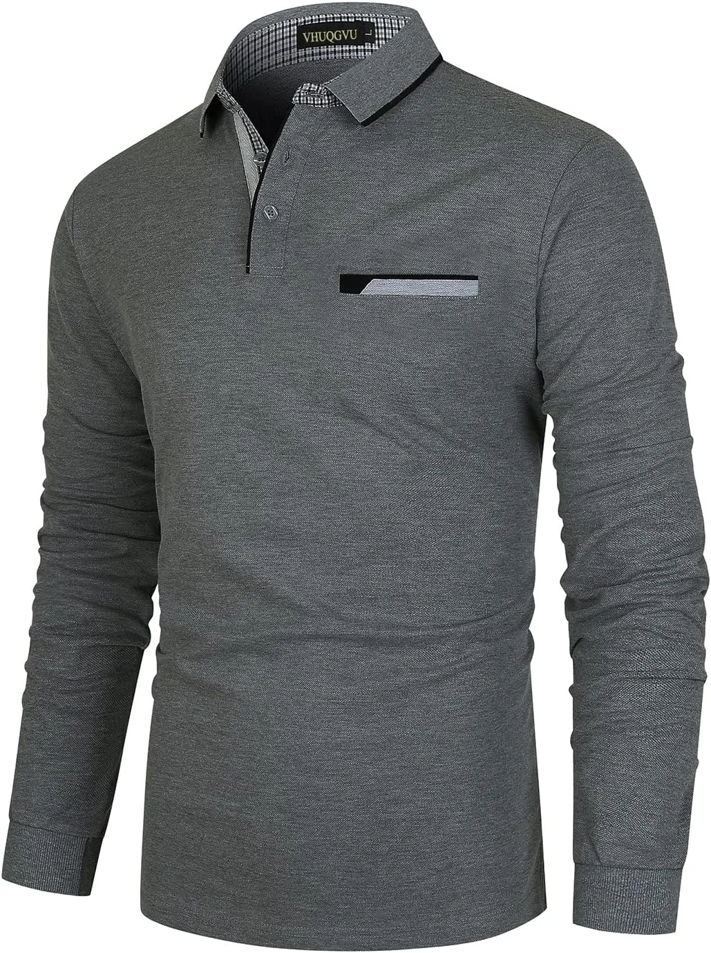 Mens Long Sleeve Polo Shirt Basic Slim Fit Long Sleeve Polo Men's Cotton Polo Shirts with Pocket Golf Shirts Men