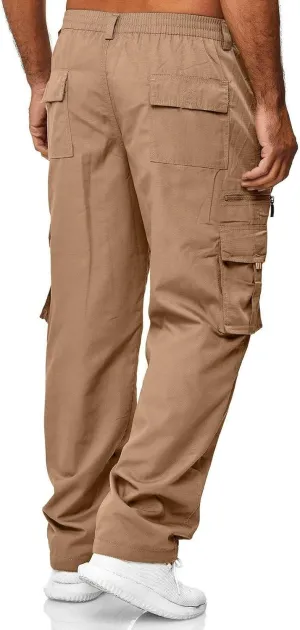 Men's Pant Casual Plus Size Joggers Gym Sweatpant Pockets Elasticated Stretch Waist Cargo Combat Work Pant