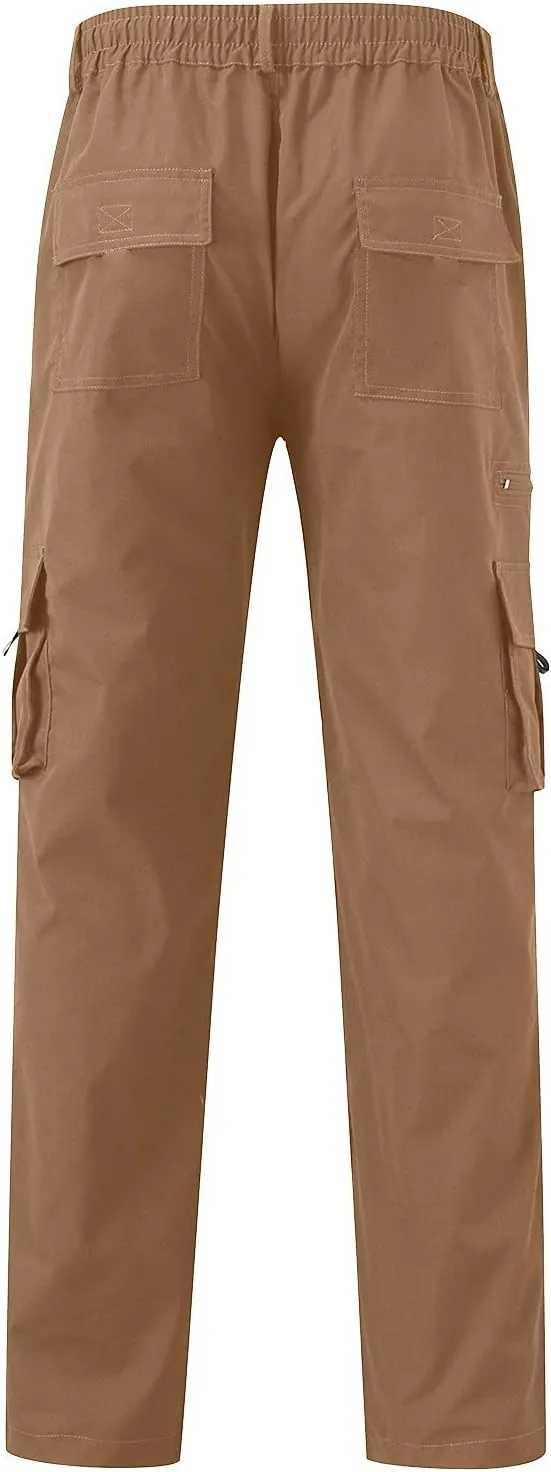 Men's Pant Casual Plus Size Joggers Gym Sweatpant Pockets Elasticated Stretch Waist Cargo Combat Work Pant