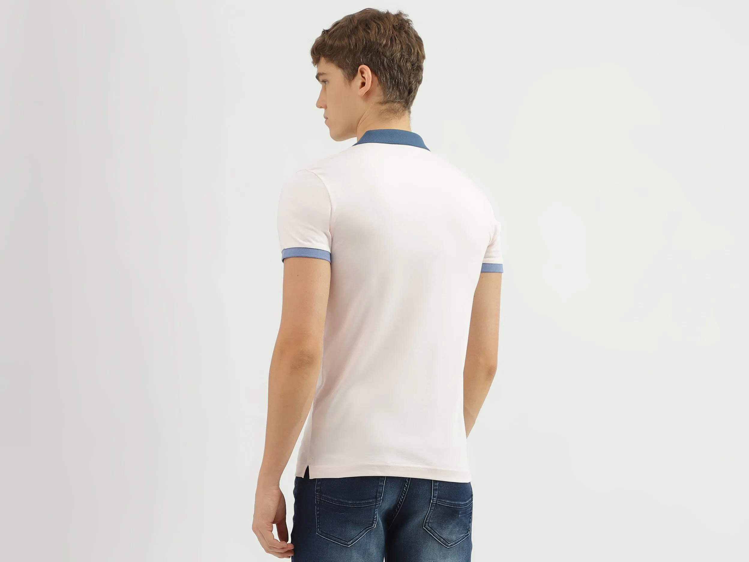 Men's Regular Fit Polo Neck Applique T-shirt