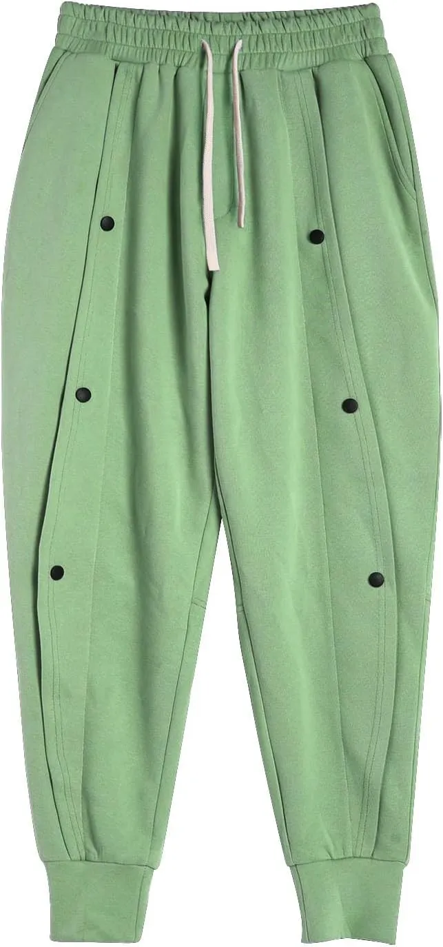 Mens Spring New Sweatpants Solid Color Drawstring Fashion Button Design Tapered Pant Tactical Holiday Outdoor Casual Trousers
