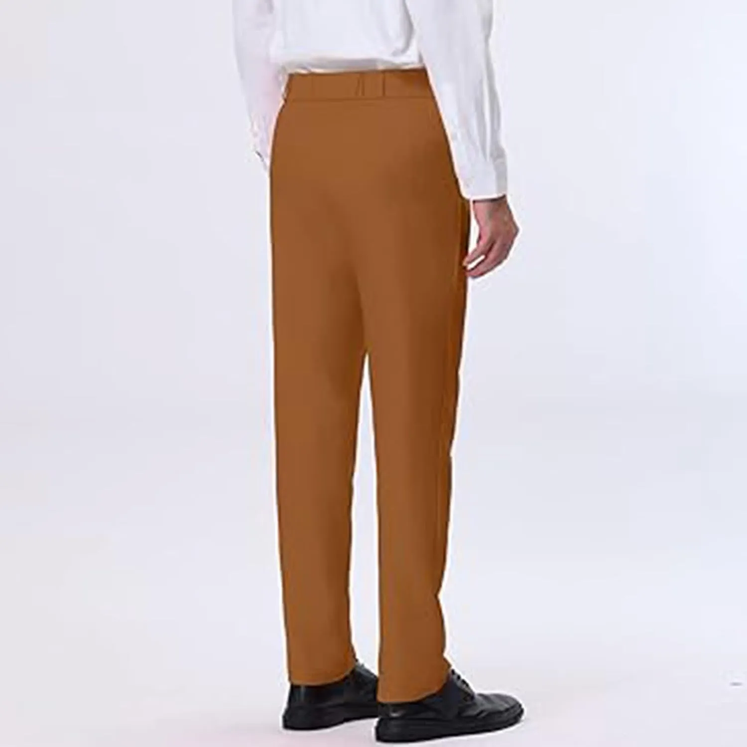 Mens Straight Leg Dress Pants Relaxed Fit Casual Business Office Work Suit Pant Expandable Waist Flat Front Trousers