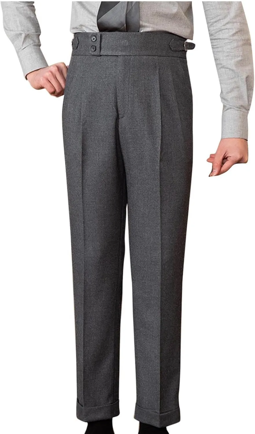Men's Suit Pants Slim Fit Pleated Front Pant Vintage Dress Suit Pants Casual Smart Trousers Solid Business Office Pants