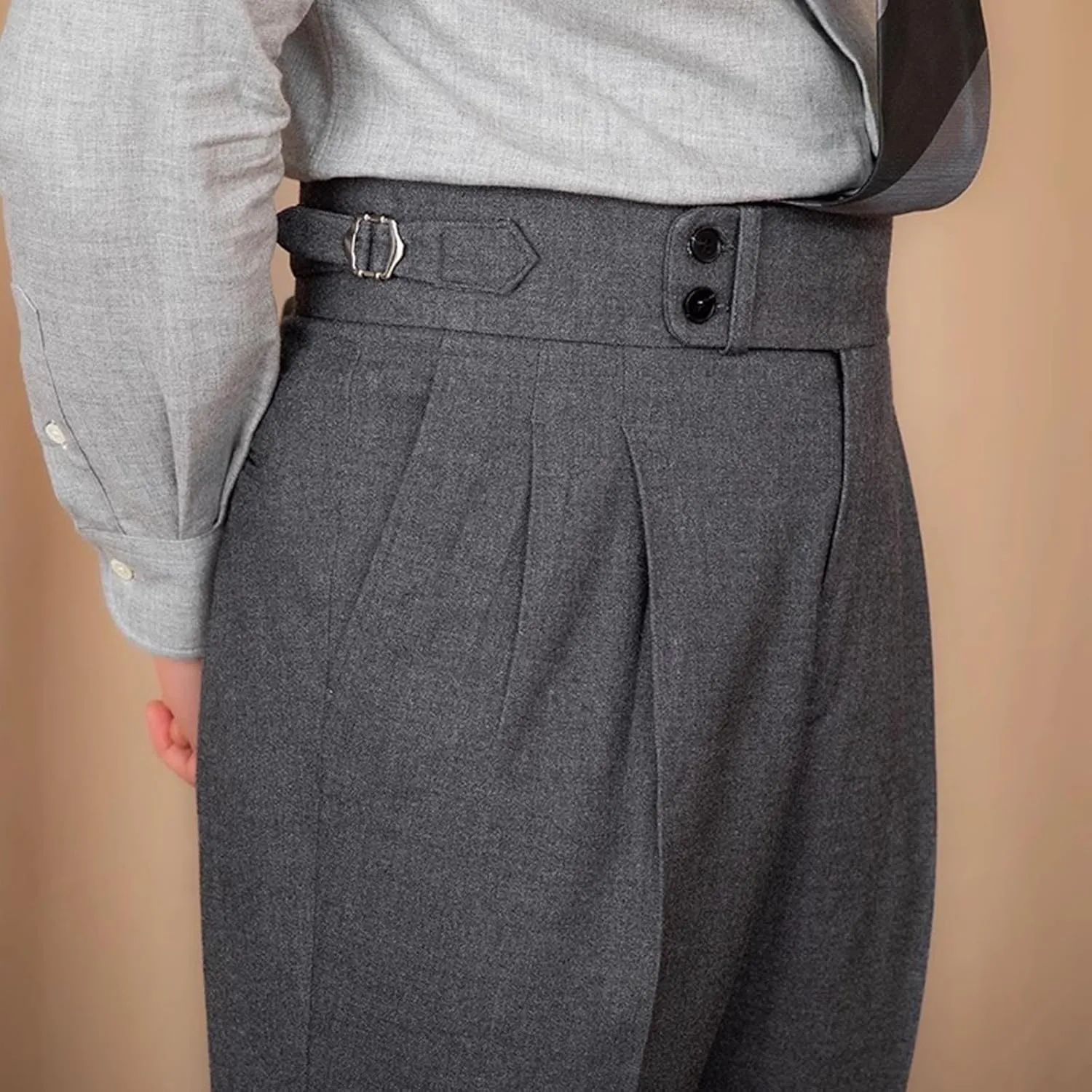 Men's Suit Pants Slim Fit Pleated Front Pant Vintage Dress Suit Pants Casual Smart Trousers Solid Business Office Pants