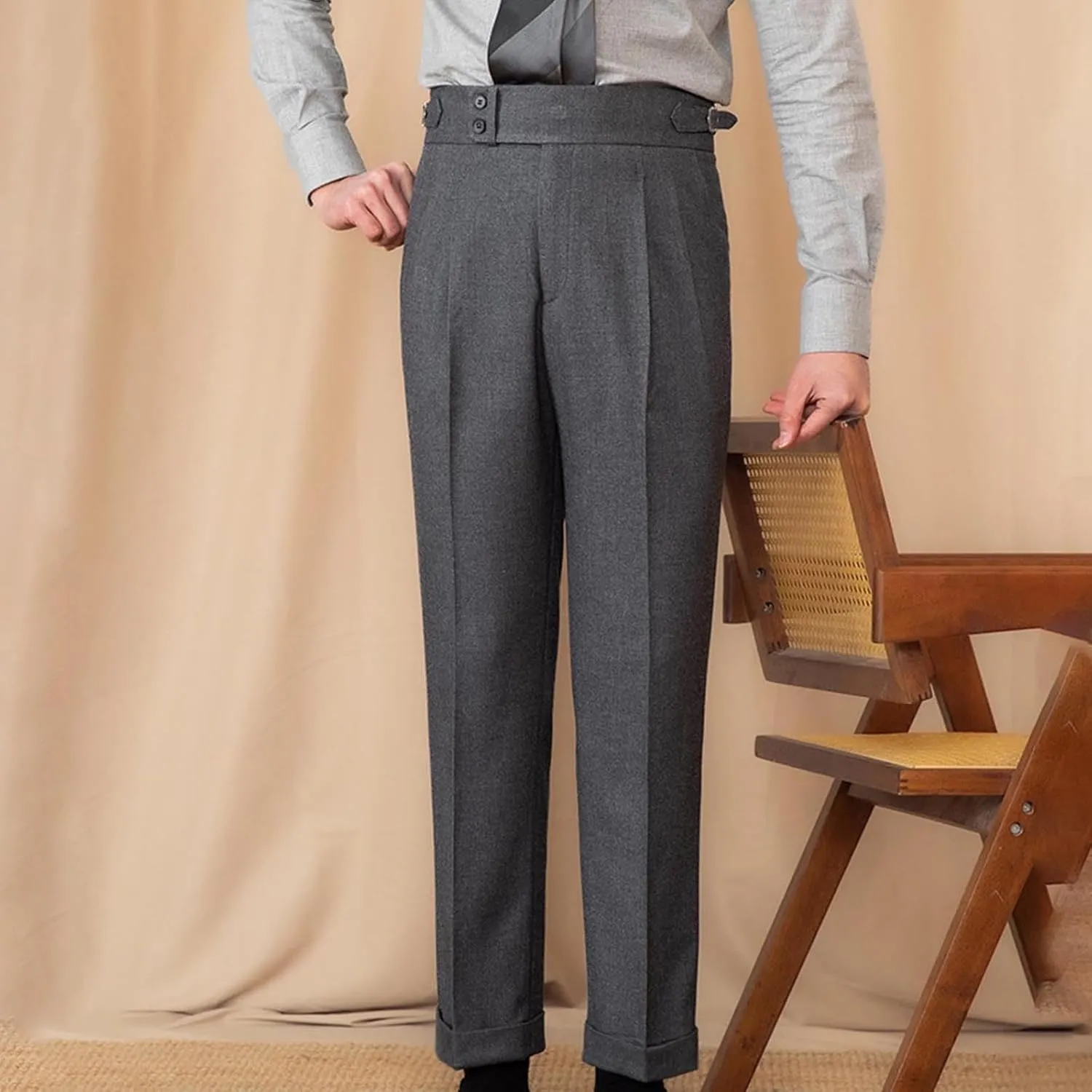 Men's Suit Pants Slim Fit Pleated Front Pant Vintage Dress Suit Pants Casual Smart Trousers Solid Business Office Pants