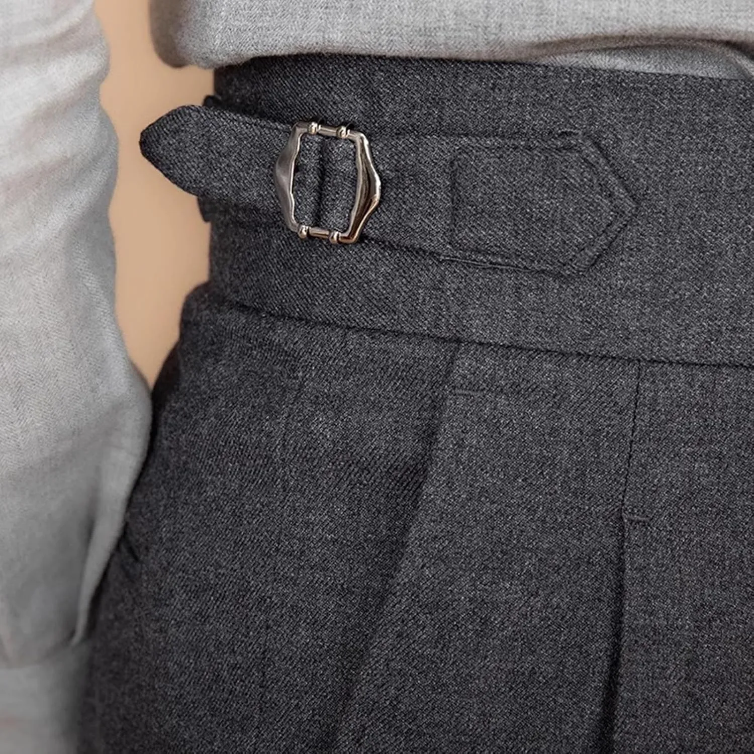 Men's Suit Pants Slim Fit Pleated Front Pant Vintage Dress Suit Pants Casual Smart Trousers Solid Business Office Pants
