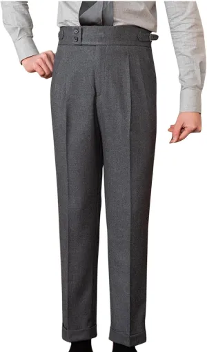 Men's Suit Pants Slim Fit Pleated Front Pant Vintage Dress Suit Pants Casual Smart Trousers Solid Business Office Pants