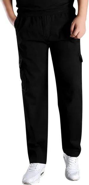 Mens Sweatpants with Pockets Big and Tall Trousers Men's Drawstring Waist Zipper Hem Corduroy Cargo Pants Men's Casual