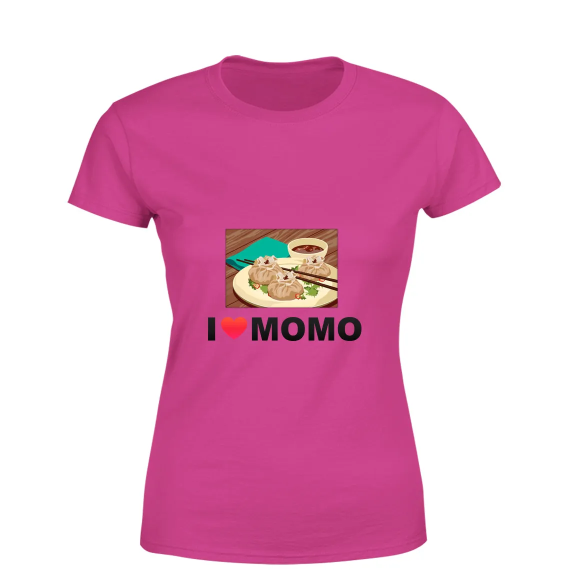 Mister Fab I Love Momos Women Round Neck printed T-Shirts