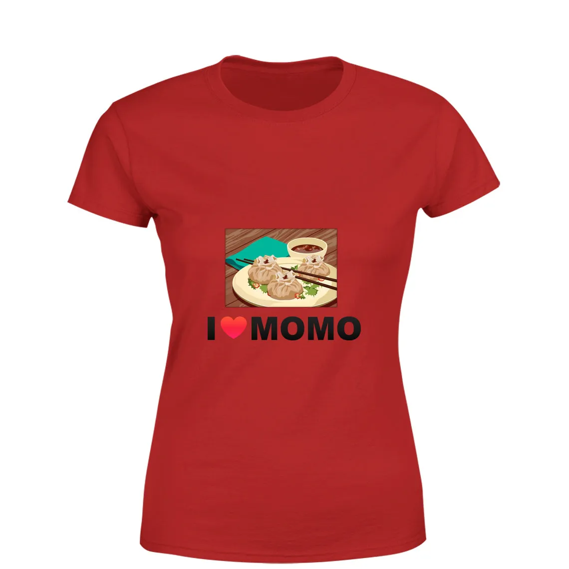 Mister Fab I Love Momos Women Round Neck printed T-Shirts