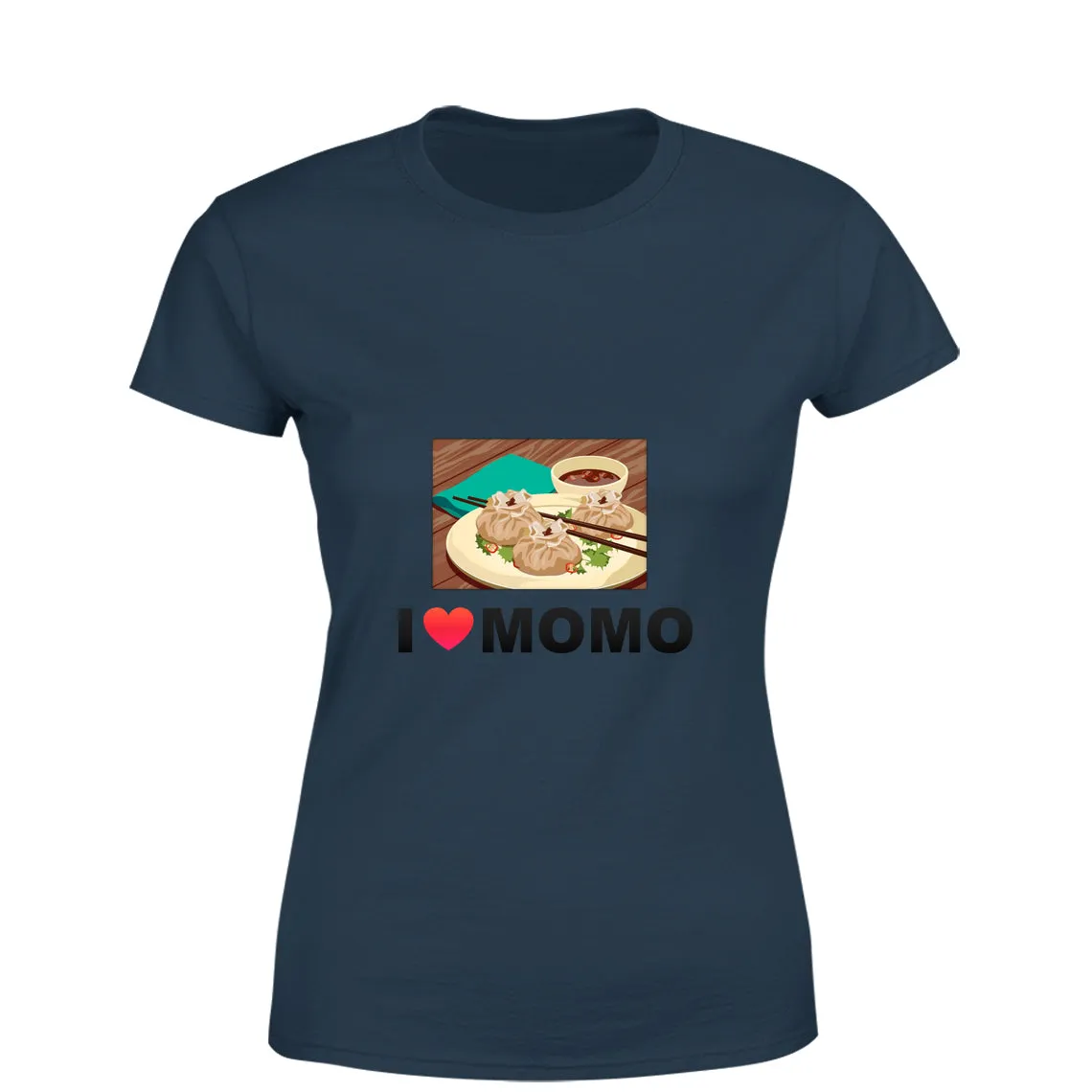 Mister Fab I Love Momos Women Round Neck printed T-Shirts