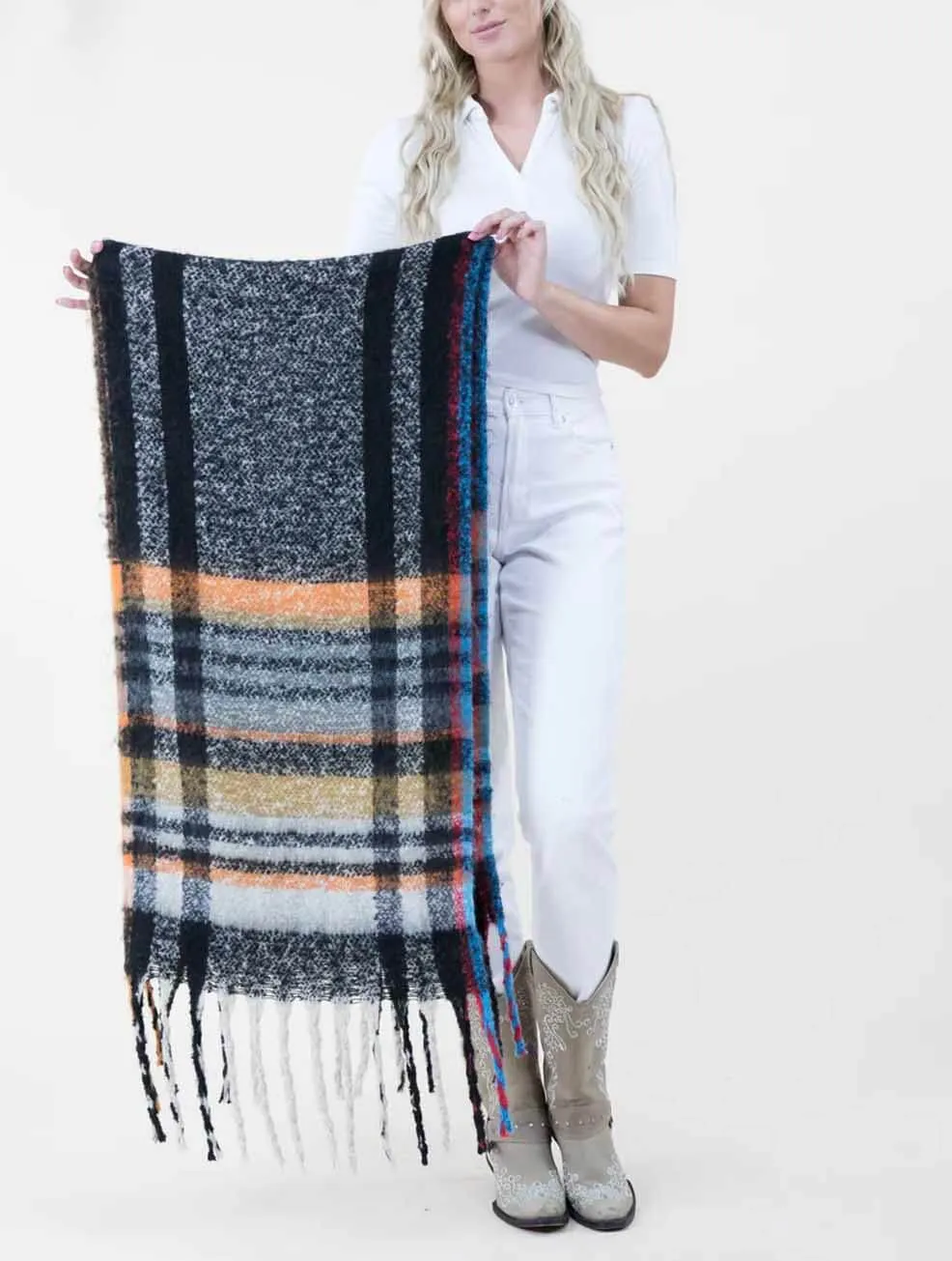 Modern Plaid Long Scarf  (Final Sale)