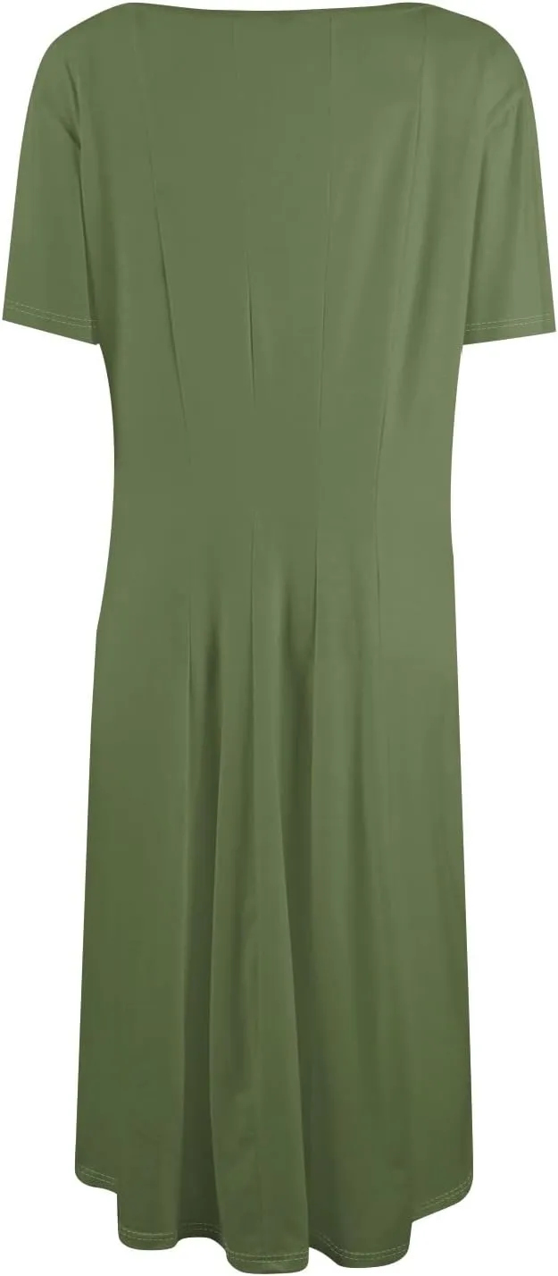 Modest Dresses for Women,2025 Spring Summer Short Sleeve Crewneck Easter Dress,Elegant Vacation Beach Sundress