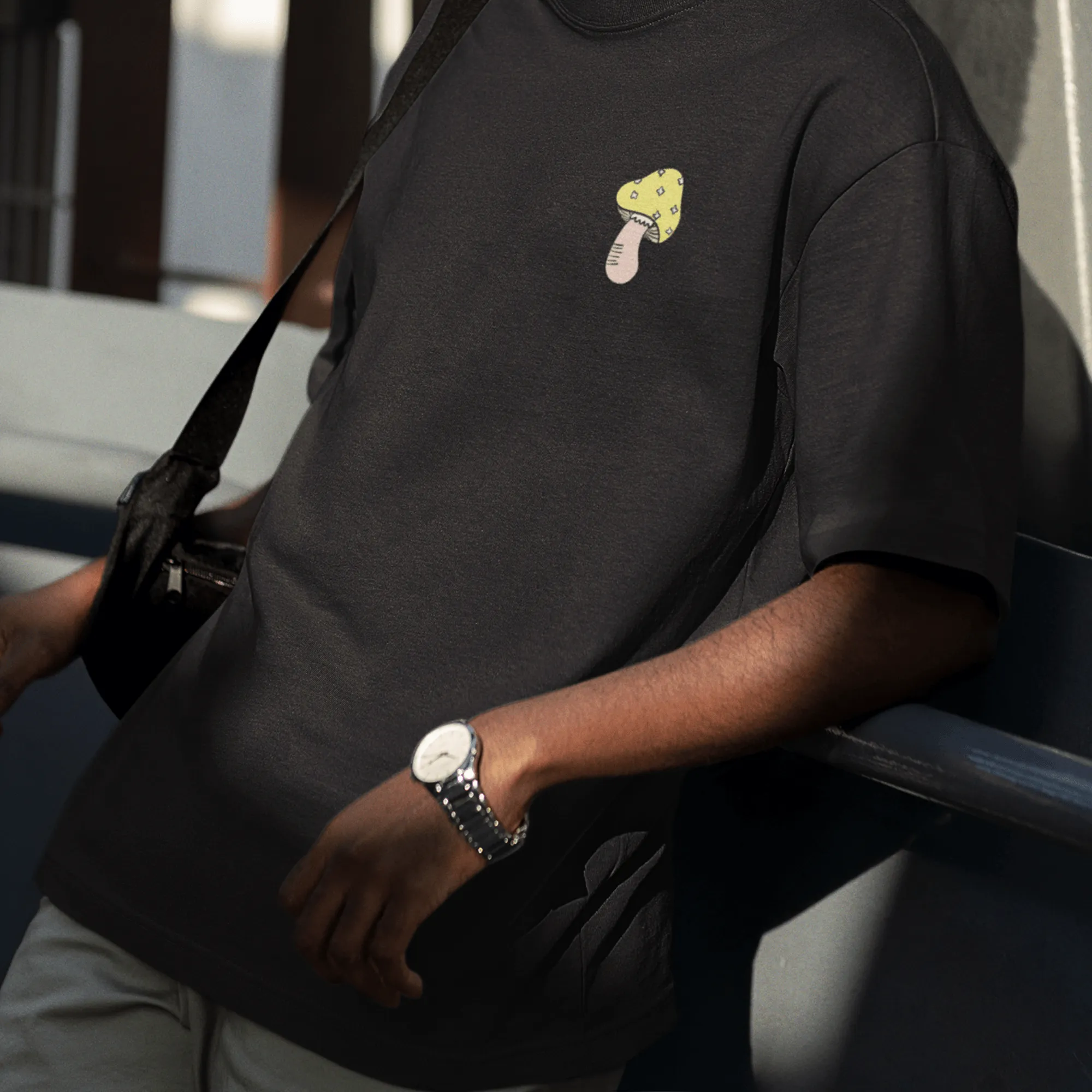 Mushroom Printed Back Oversized Unisex T-shirts