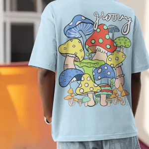 Mushroom Printed Back Oversized Unisex T-shirts