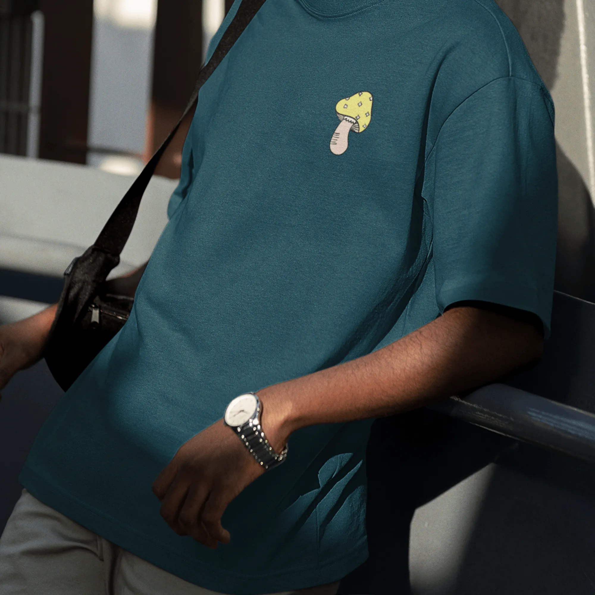 Mushroom Printed Back Oversized Unisex T-shirts