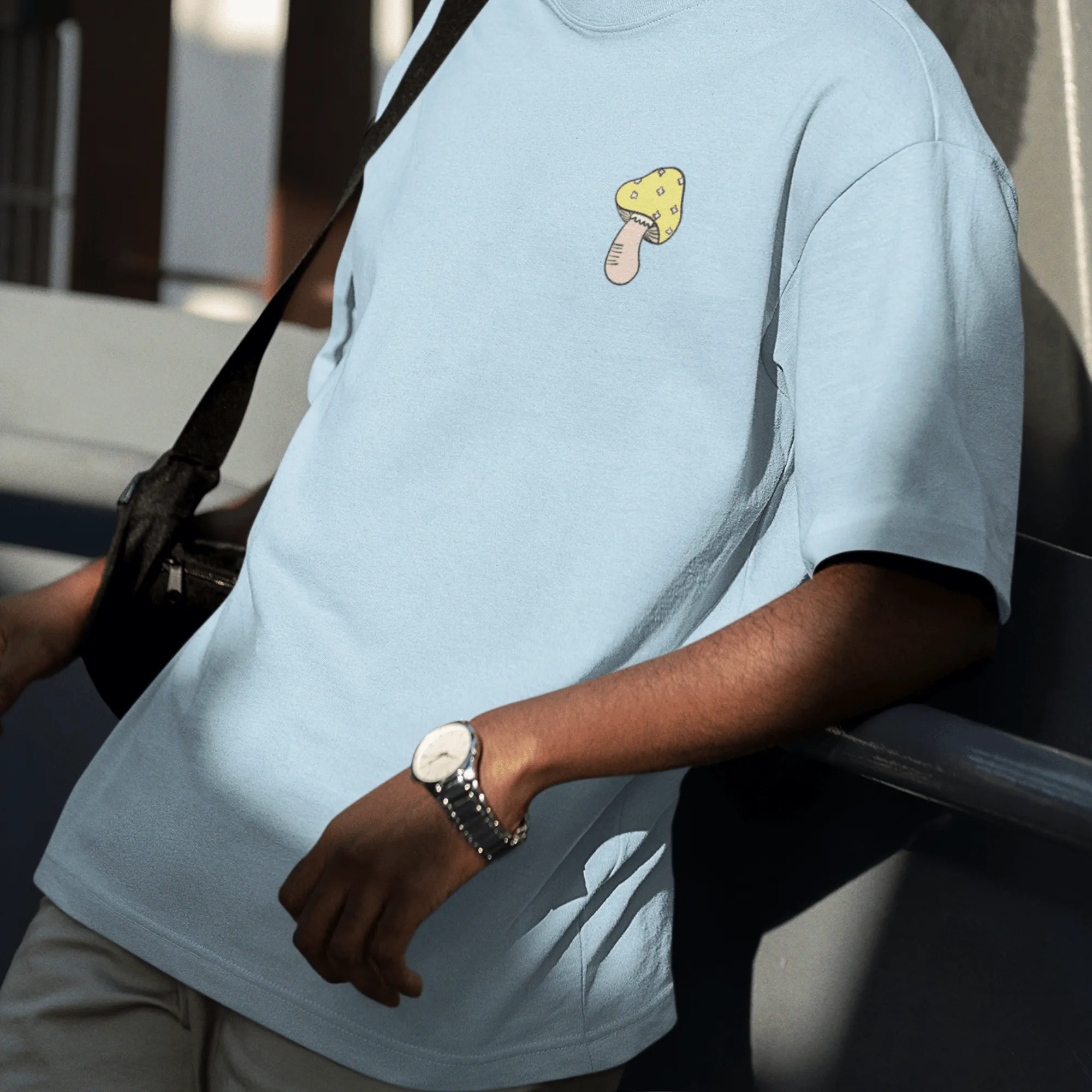 Mushroom Printed Back Oversized Unisex T-shirts
