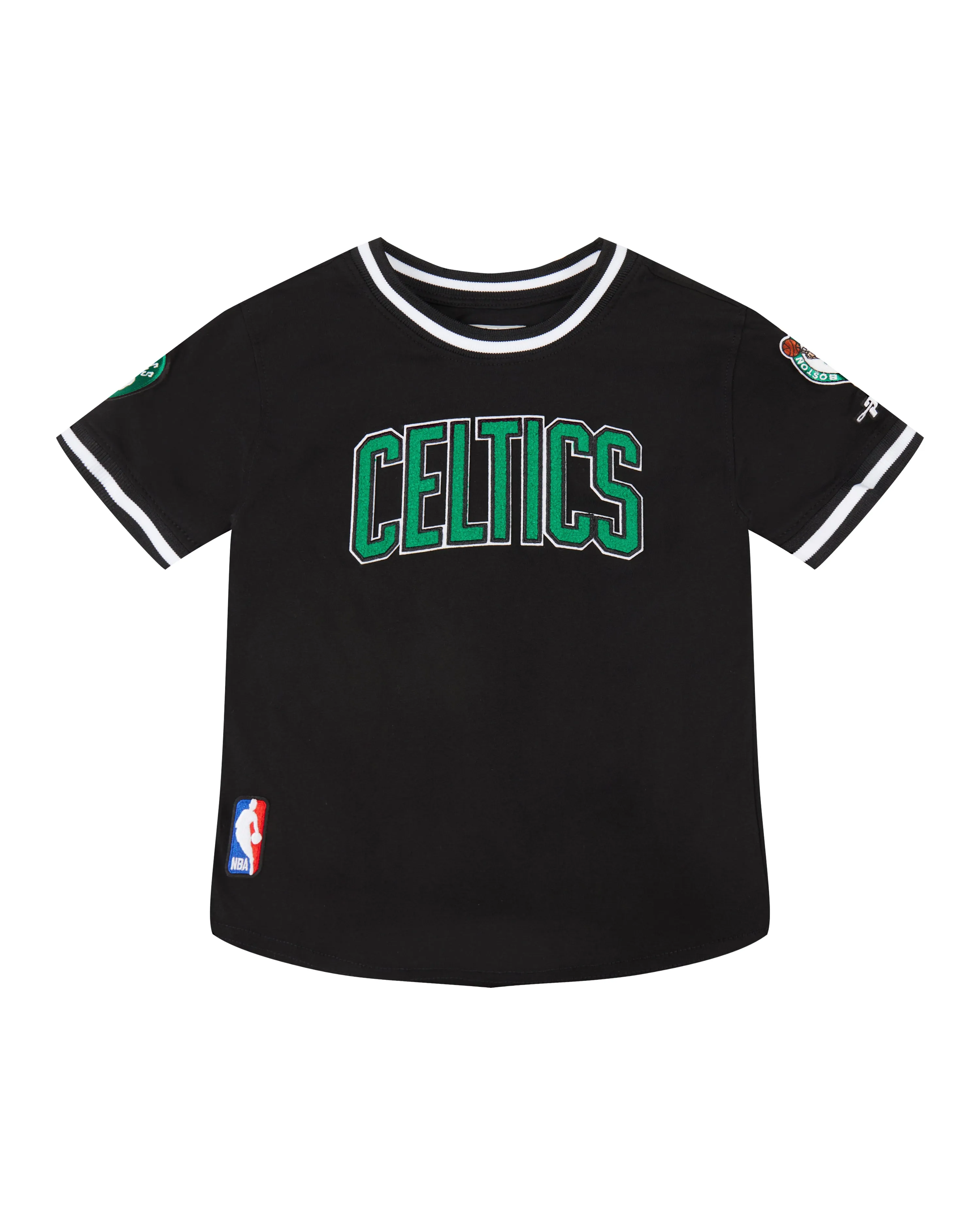 NBA BOSTON CELTICS CLASSIC TODDLER BOYS SHORT SLEEVE STRIPED RIB TEE (BLACK)