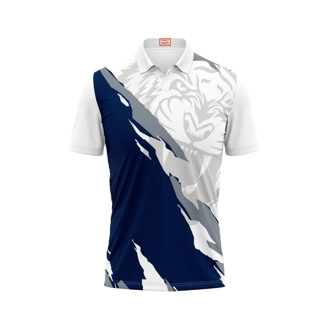 Next Print Customized Polo Neck White Jersey NPTS24