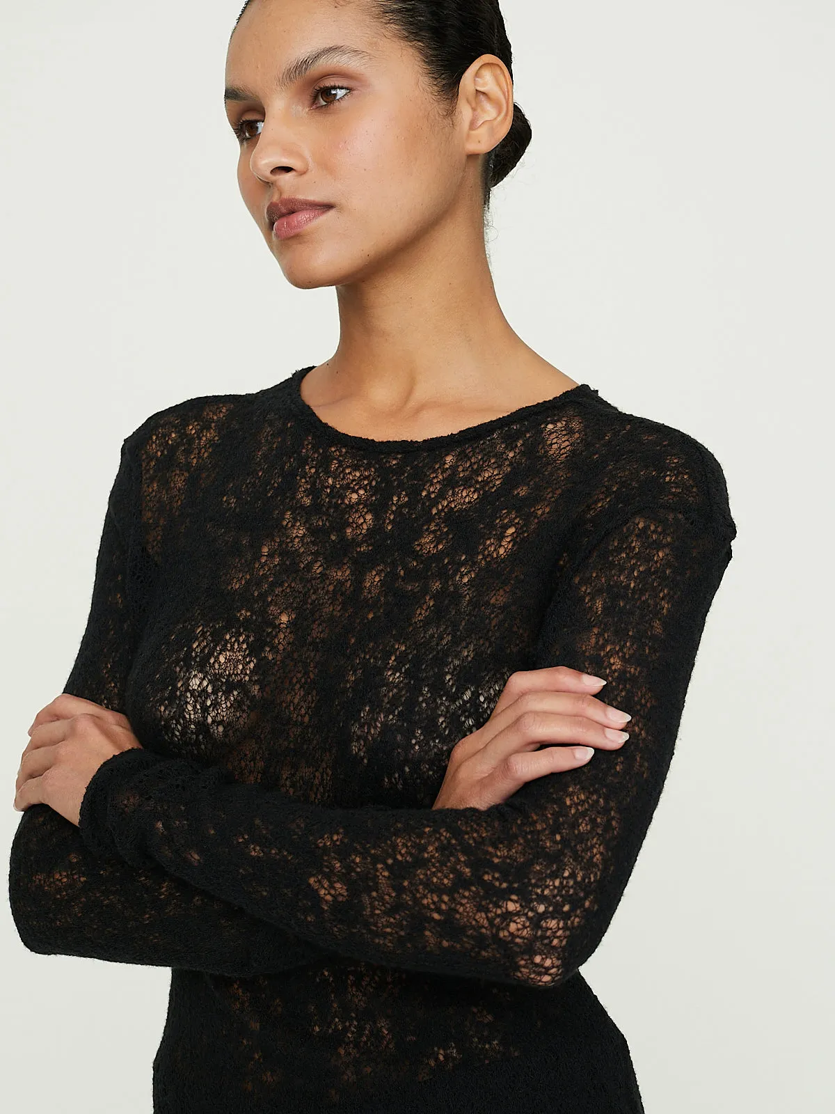 No. 292 Merino Wool Knitted Top in Black