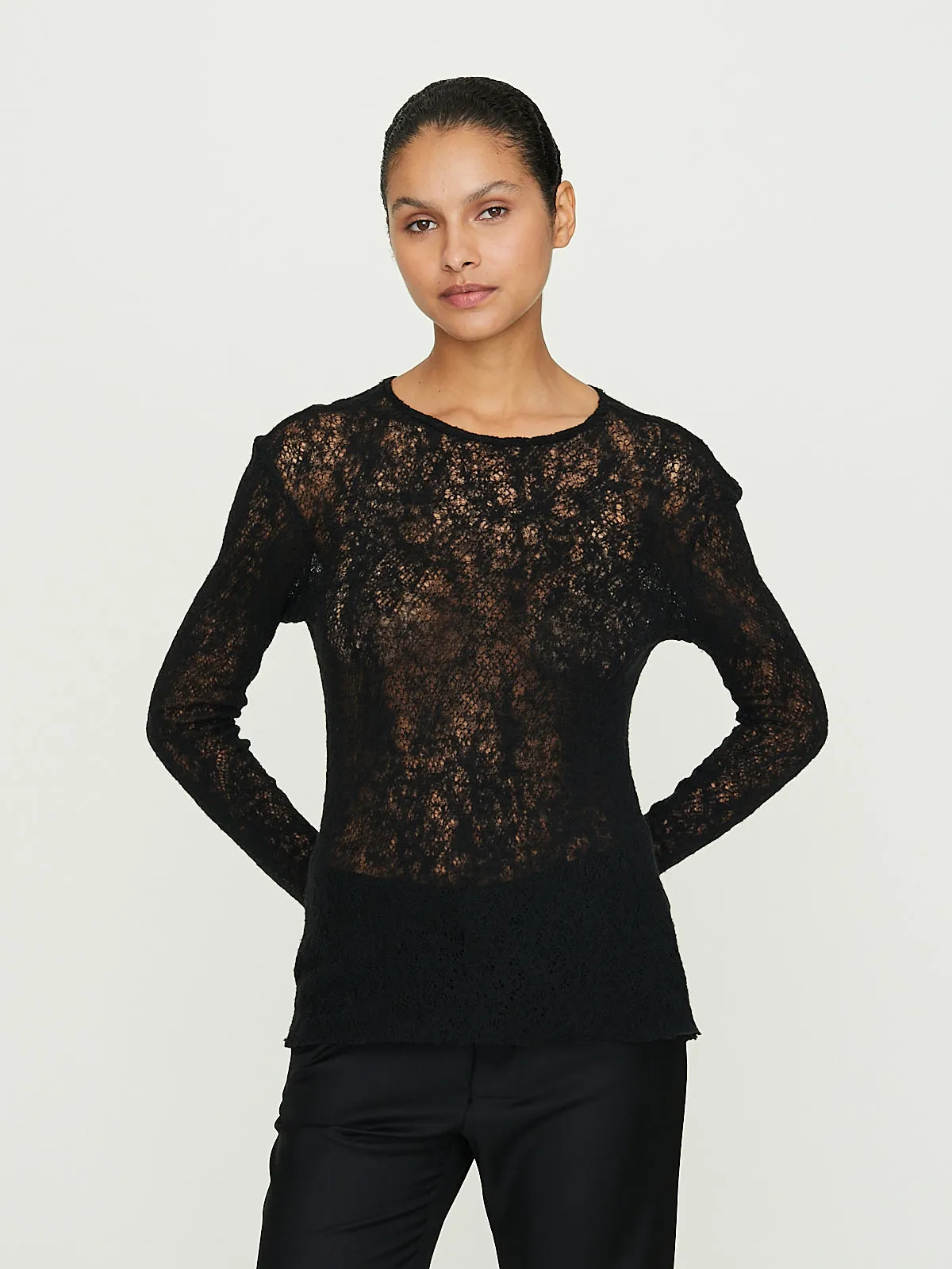 No. 292 Merino Wool Knitted Top in Black