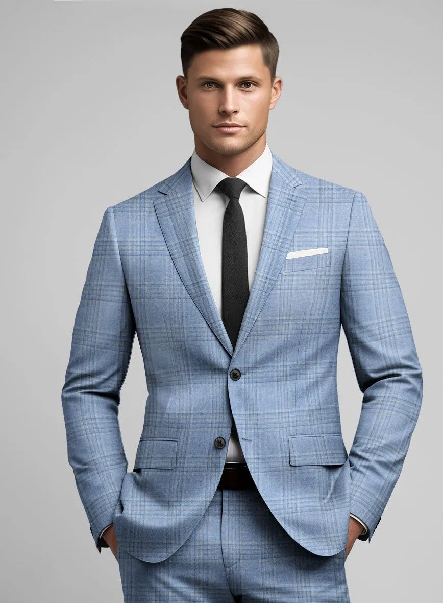 Noble Light Blue Wool Silk Linen Jacket
