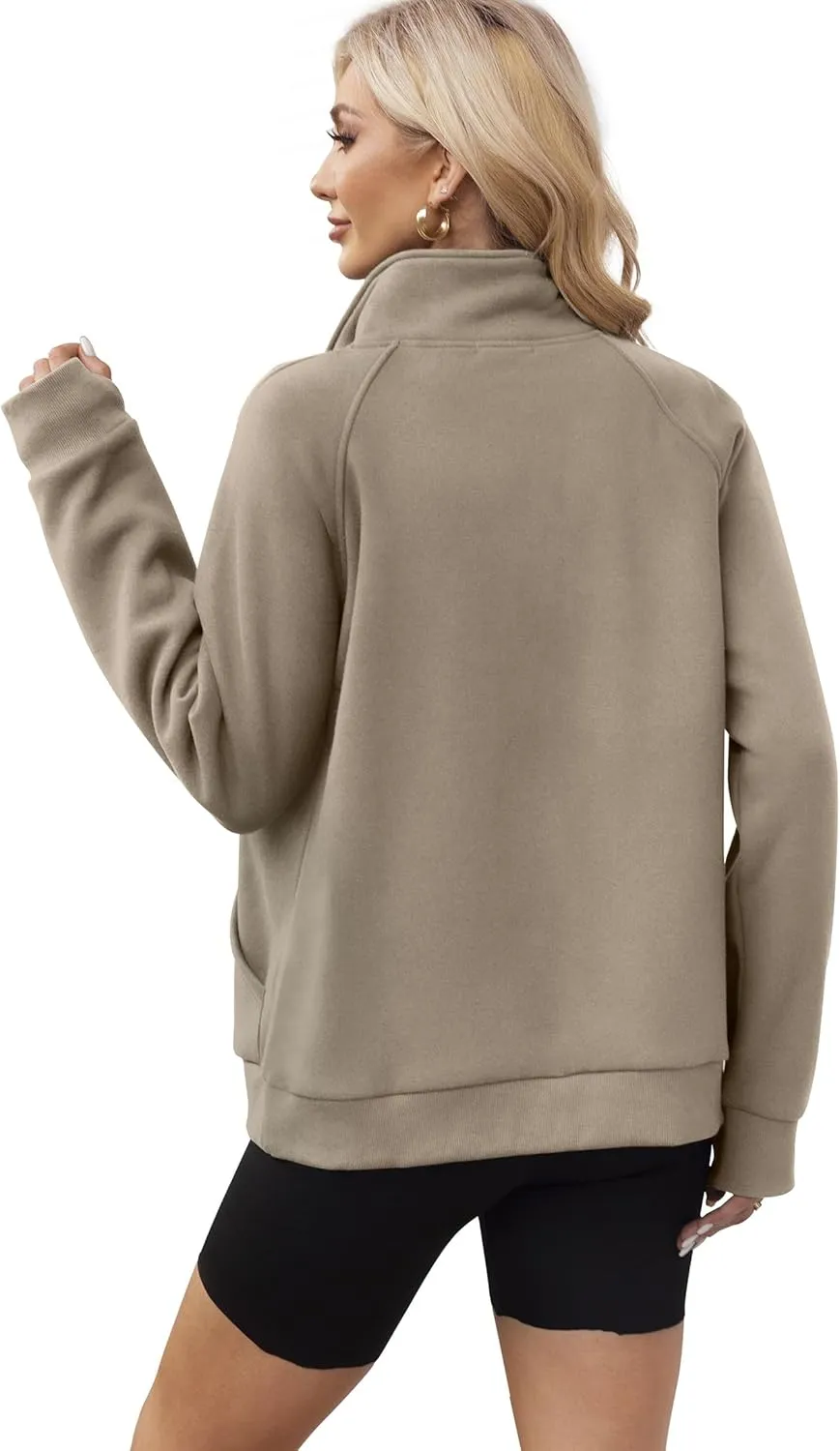 OFEEFAN Women's Full Zip Up Sweatshirt Oversized Fleece Jacket Trendy Hoodies Lightweight Coats with Pockets