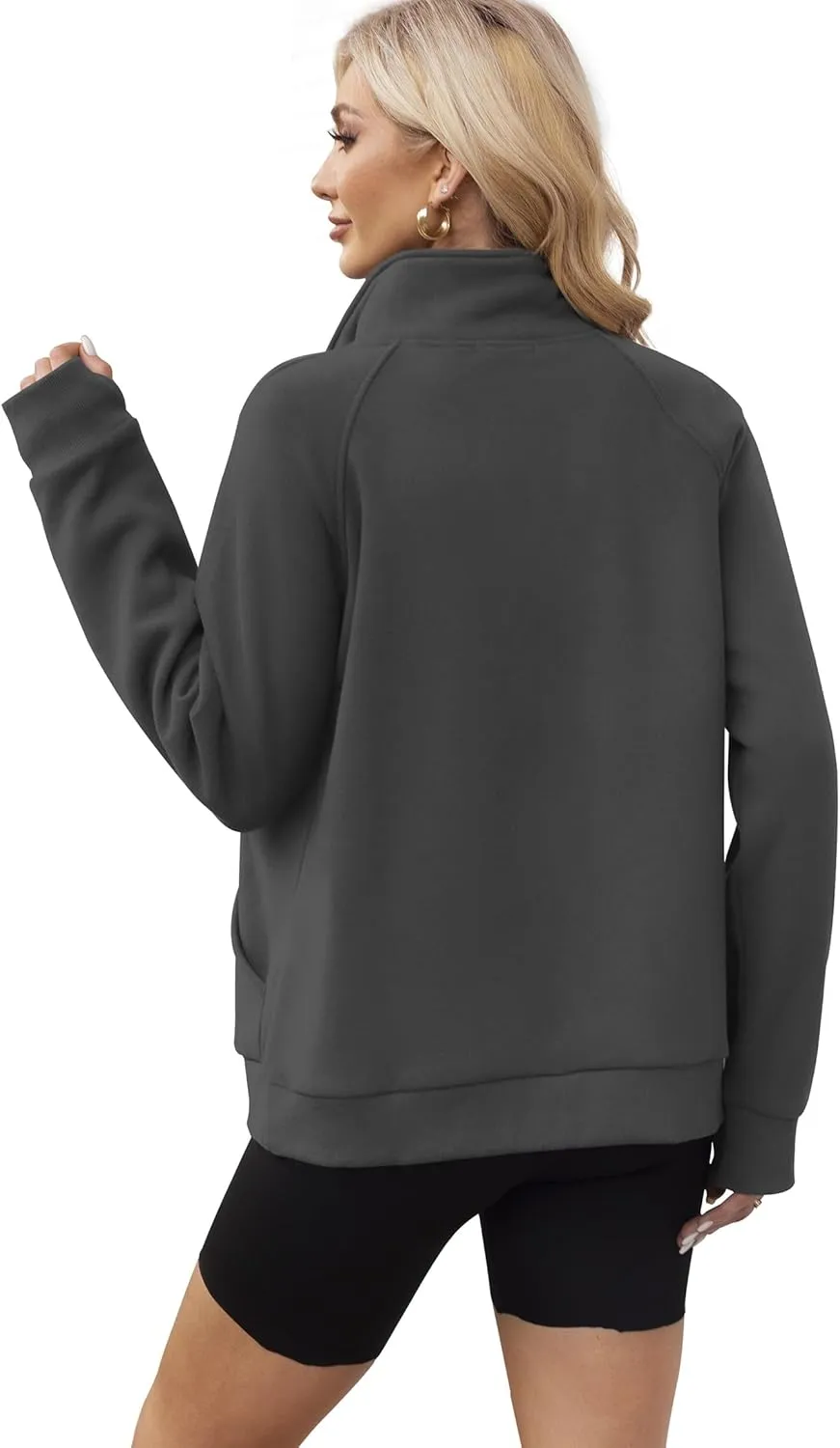 OFEEFAN Women's Full Zip Up Sweatshirt Oversized Fleece Jacket Trendy Hoodies Lightweight Coats with Pockets