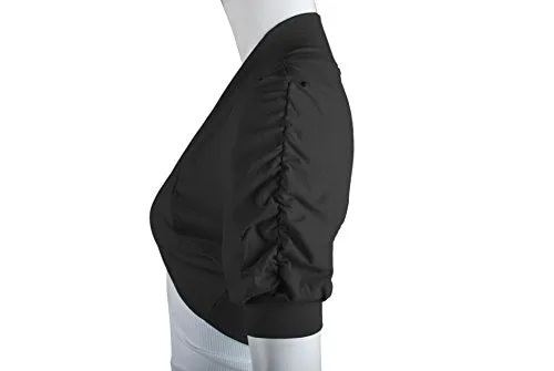 Ollie Arnes Women Basic Short Sleeve Versatile Bolero Shrug Cardign Junior Plus 41 BLACK XL