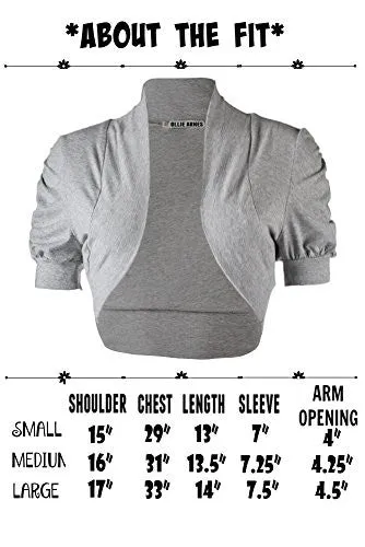 Ollie Arnes Women Basic Short Sleeve Versatile Bolero Shrug Cardign Junior Plus 41 WHITE M
