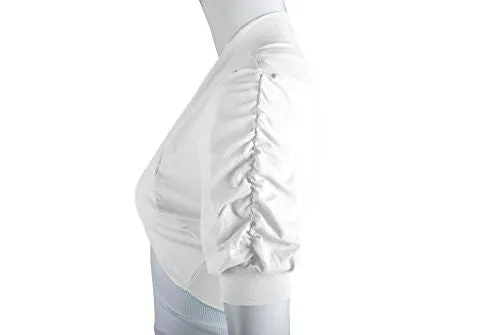 Ollie Arnes Women Basic Short Sleeve Versatile Bolero Shrug Cardign Junior Plus 41 WHITE M