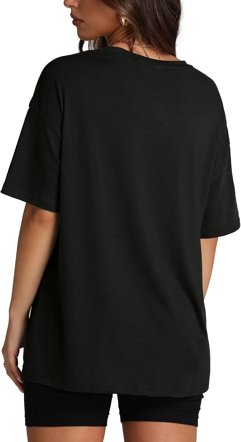 Oversized T Shirts for Women Summer Crewneck Short Sleeve Basic Tops Loose Fit