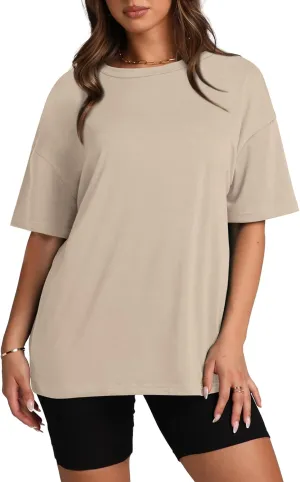 Oversized T Shirts for Women Summer Crewneck Short Sleeve Basic Tops Loose Fit