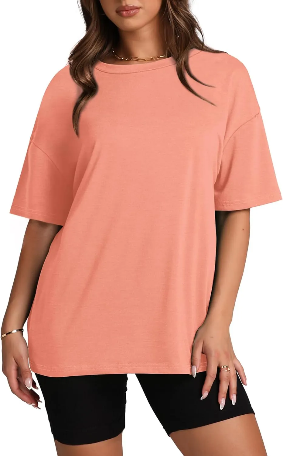 Oversized T Shirts for Women Summer Crewneck Short Sleeve Basic Tops Loose Fit