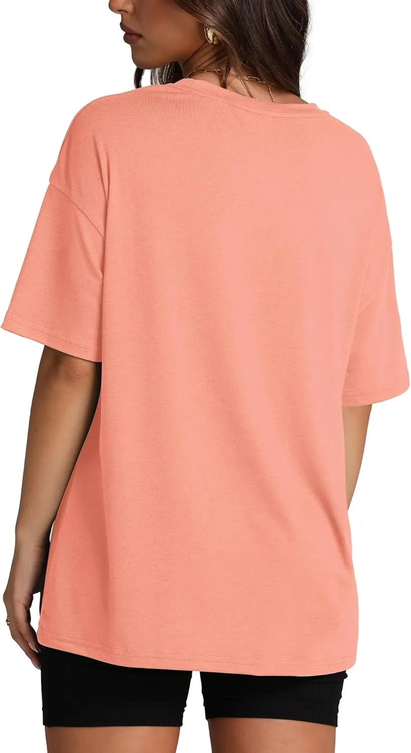 Oversized T Shirts for Women Summer Crewneck Short Sleeve Basic Tops Loose Fit
