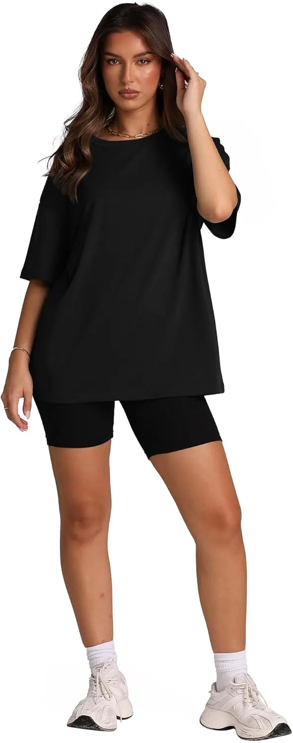 Oversized T Shirts for Women Summer Crewneck Short Sleeve Basic Tops Loose Fit