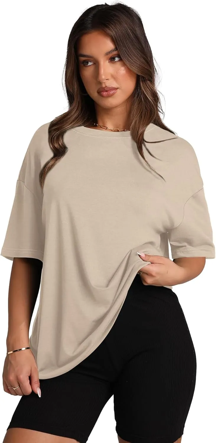 Oversized T Shirts for Women Summer Crewneck Short Sleeve Basic Tops Loose Fit