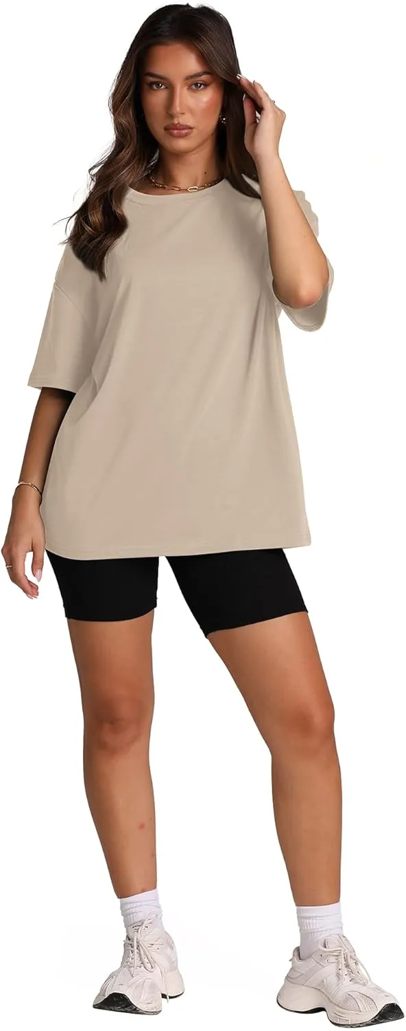 Oversized T Shirts for Women Summer Crewneck Short Sleeve Basic Tops Loose Fit