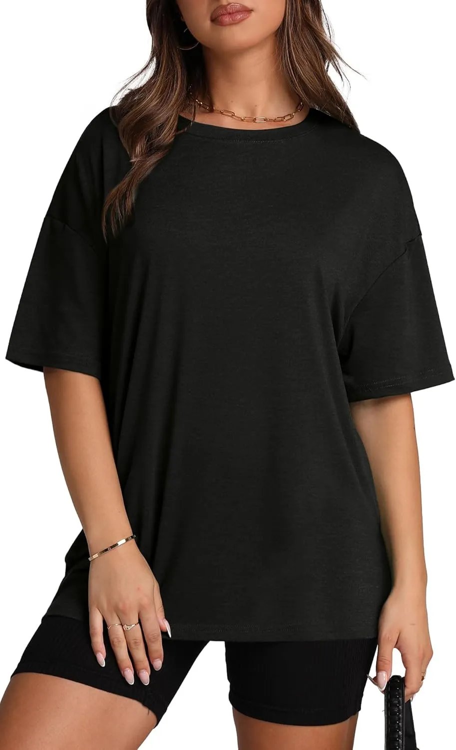 Oversized T Shirts for Women Summer Crewneck Short Sleeve Basic Tops Loose Fit